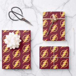 Justice League   Brush & Halftone Flash Symbol Wrapping Paper Sheet