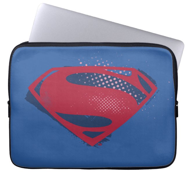 Justice League | Brush & Halftone Superman Symbol Laptop Sleeve (Front)