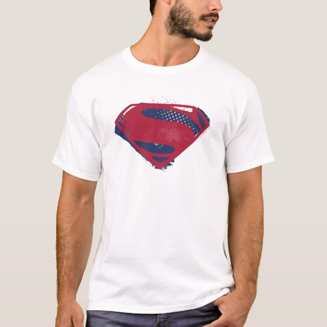 Justice League | Brush & Halftone Superman Symbol T-Shirt (Front)