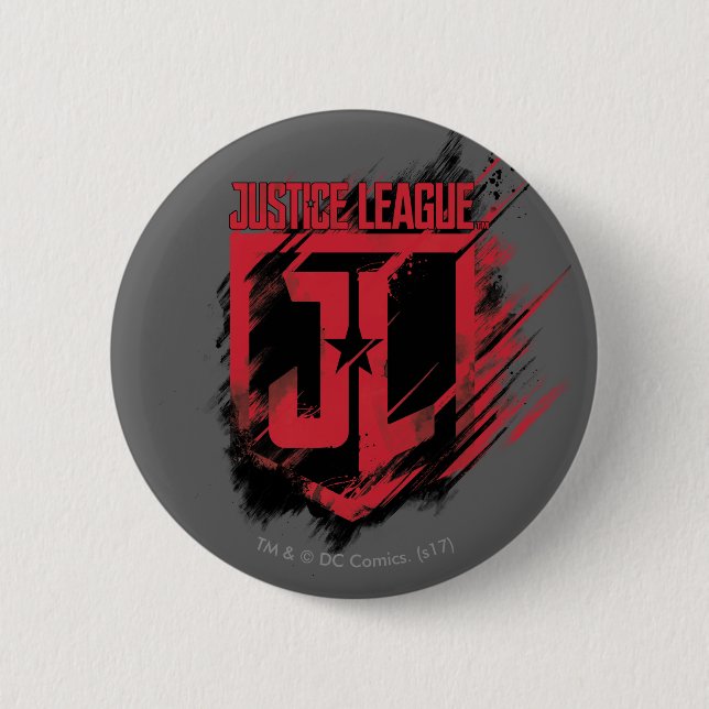 Justice League | Brushed Paint JL Shield 6 Cm Round Badge (Front)