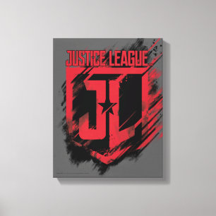 Justice League   Brushed Paint JL Shield Canvas Print
