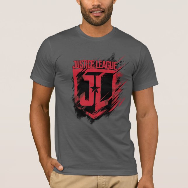 Justice League | Brushed Paint JL Shield T-Shirt (Front)