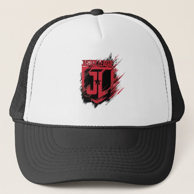 Justice League | Brushed Paint JL Shield Trucker Hat (Front)