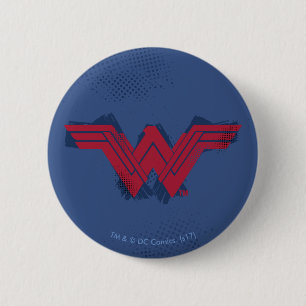 Justice League Brushed Wonder Woman Symbol 6 Cm Round Badge