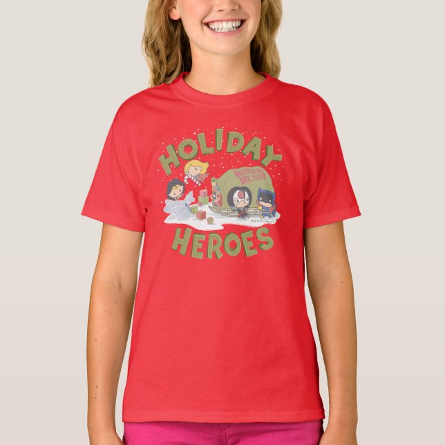 Justice League Chibi Delivering Presents T-Shirt (Front)
