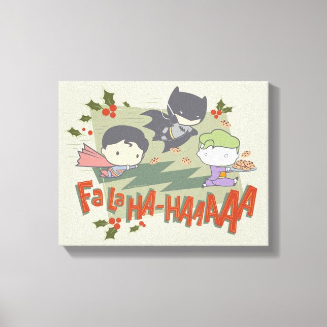 Justice League Chibi Holiday Cookie Chase Canvas Print (Front)