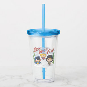 Justice League Chibi Snowball Fight Acrylic Tumbler