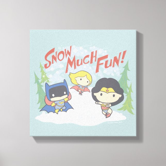 Justice League Chibi Snowball Fight Canvas Print (Front)