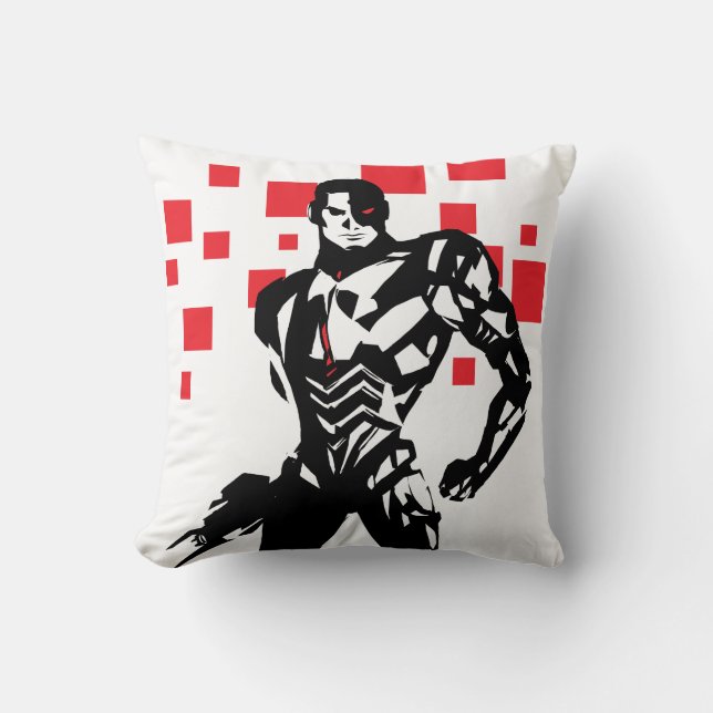 Justice League | Cyborg Digital Noir Pop Art Cushion (Front)
