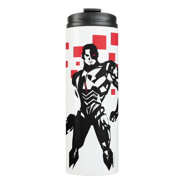 Justice League | Cyborg Digital Noir Pop Art Thermal Tumbler (Front)