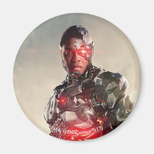 Justice League Cyborg On Battlefield Magnet