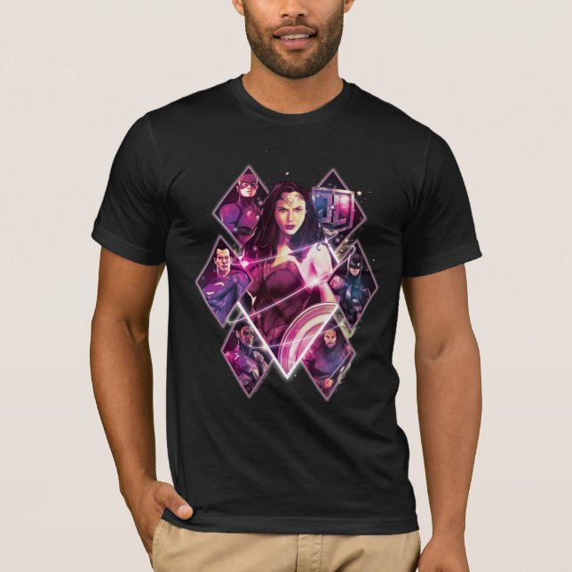 Justice League | Diamond Galactic Group Panels T-Shirt (Front)