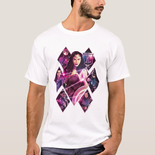 Justice League | Diamond Galactic Group Panels T-Shirt (Front)