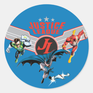 Justice League Flying Air Badge and Heroes Classic Round Sticker