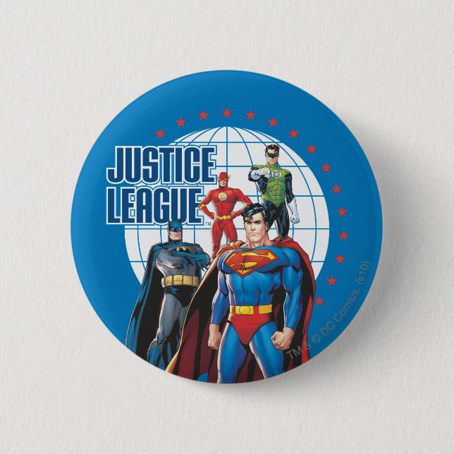 Justice League Global Heroes 6 Cm Round Badge (Front)