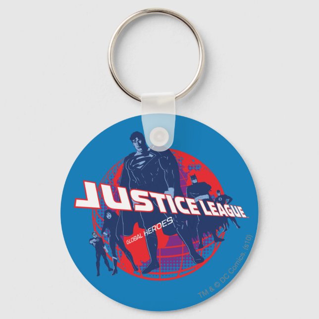 Justice League Global Heroes and Globe Key Ring (Front)