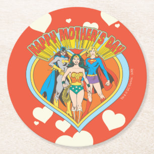 Justice League Happy Mother's Day Round Paper Coaster