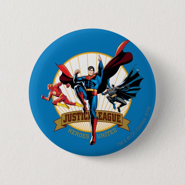 Justice League Heroes United 6 Cm Round Badge (Front)