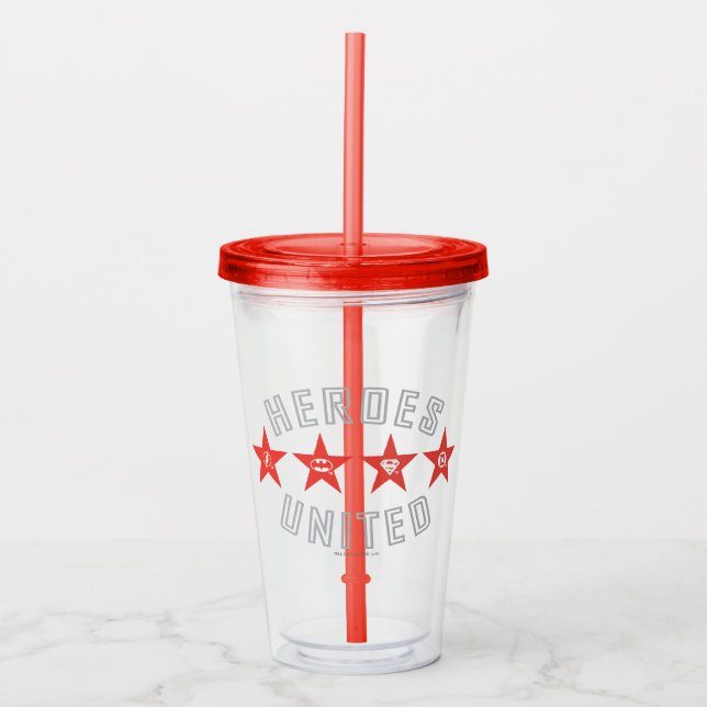 Justice League Heroes Untied Logos Acrylic Tumbler (Front)