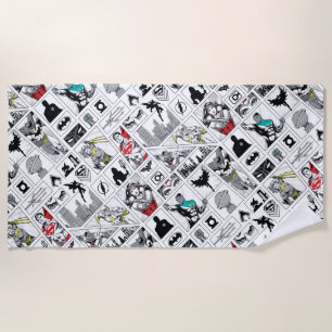 Justice League Heroic Panel Pattern Beach Towel
