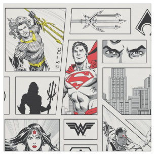 Justice League Heroic Panel Pattern Fabric