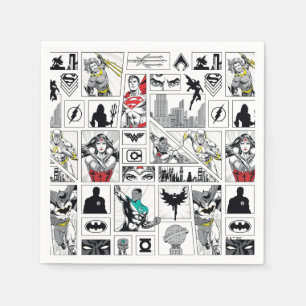 Justice League Heroic Panel Pattern Napkin