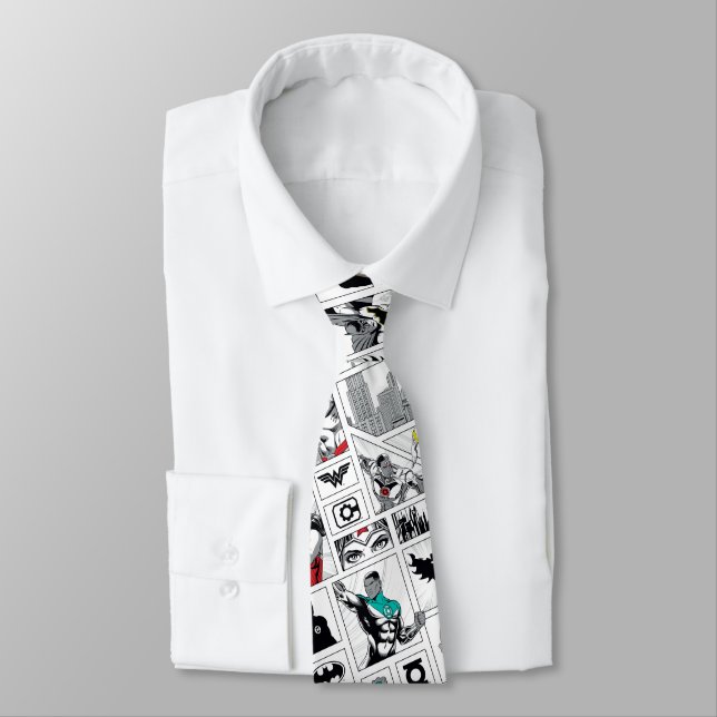 Justice League Heroic Panel Pattern Tie (Tied)