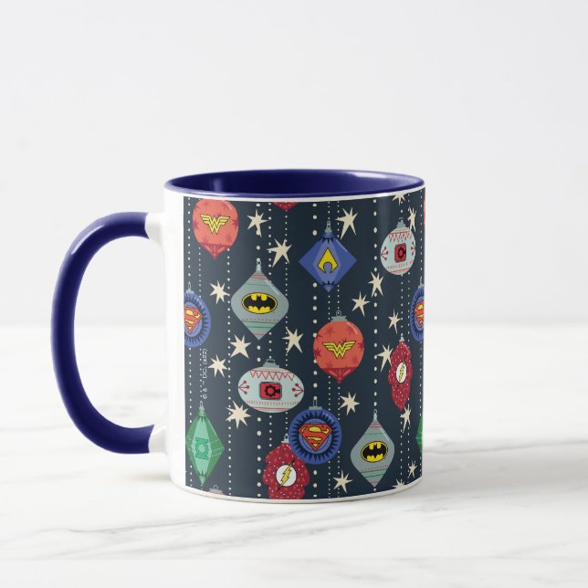 Justice League Holiday Bauble Pattern Mug (Left)