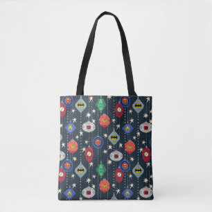 Justice League Holiday Bauble Pattern Tote Bag