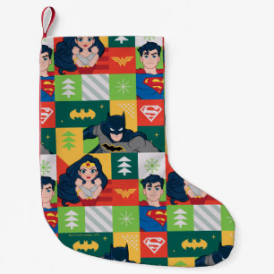 Justice League Holiday Collage Small Christmas Stocking