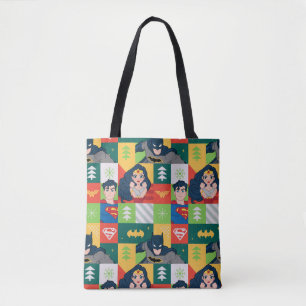Justice League Holiday Collage Tote Bag