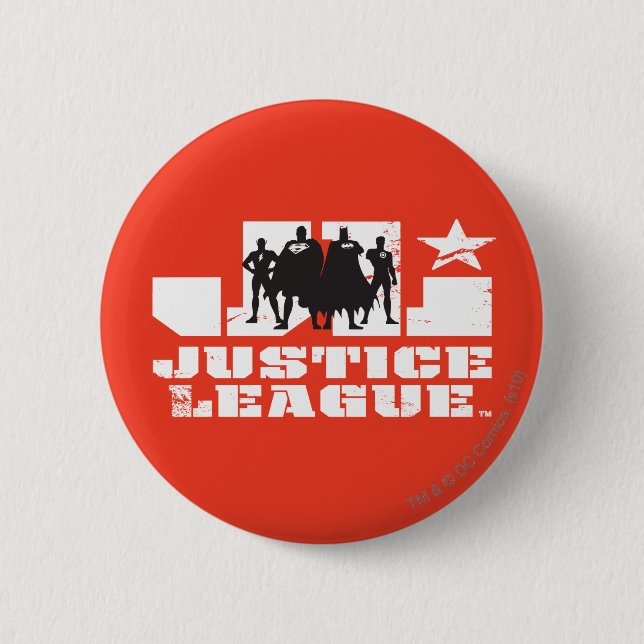 Justice League Logo and Character Silhouettes 6 Cm Round Badge (Front)