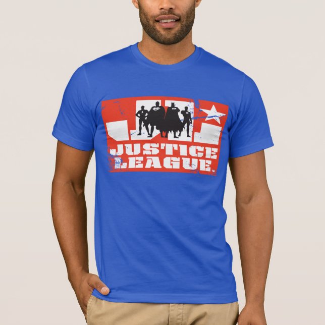 Justice League Logo and Character Silhouettes T-Shirt (Front)