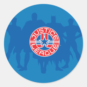 Justice League Logo and Solid Character Background Classic Round Sticker