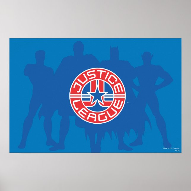 Justice League Logo and Solid Character Background Poster (Front)