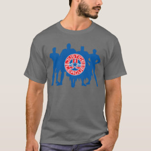 Justice League Logo and Solid Character Background T-Shirt