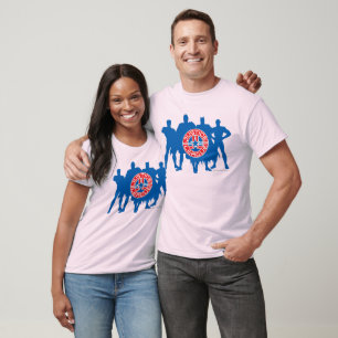 Justice League Logo and Solid Character Background T-Shirt