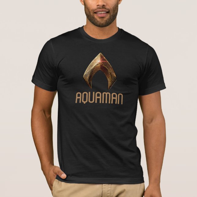 Justice League | Metallic Aquaman Symbol T-Shirt (Front)