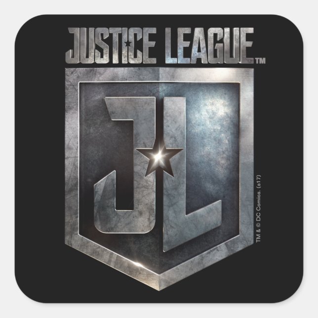 Justice League | Metallic JL Shield Square Sticker (Front)