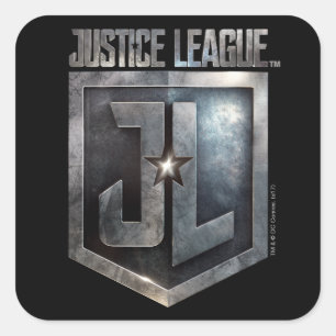 Justice League Metallic JL Shield Square Sticker