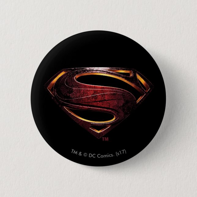 Justice League | Metallic Superman Symbol 6 Cm Round Badge (Front)