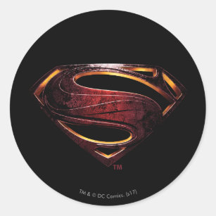 Justice League   Metallic Superman Symbol Classic Round Sticker