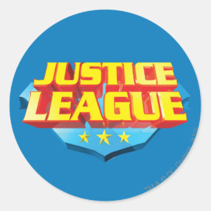 Justice League Name and Shield Logo Classic Round Sticker