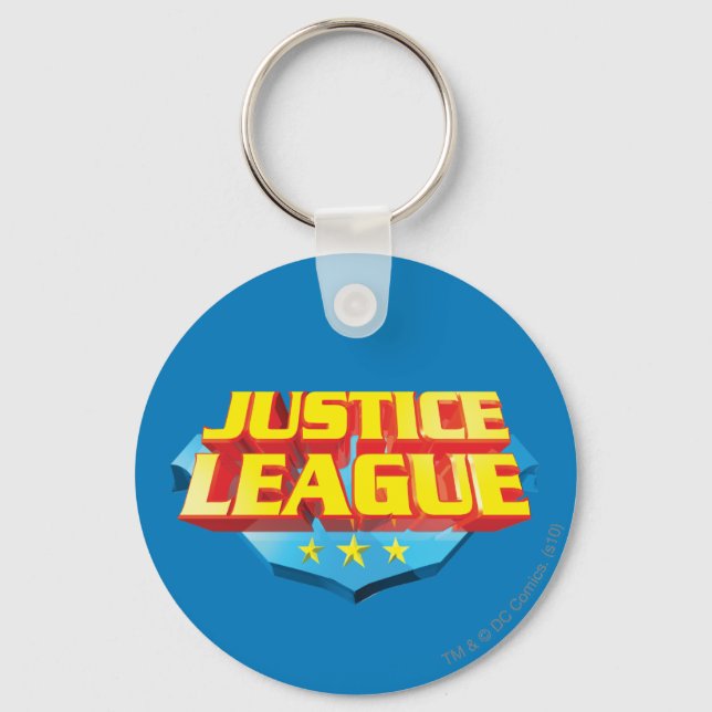 Justice League Name and Shield Logo Key Ring (Front)