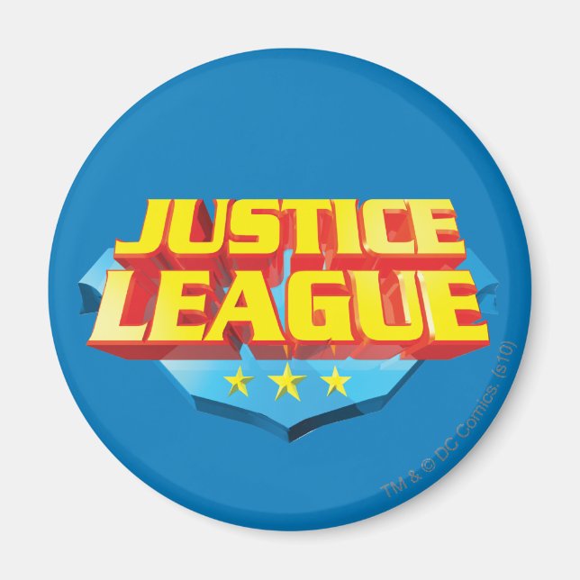 Justice League Name and Shield Logo Magnet (Front)