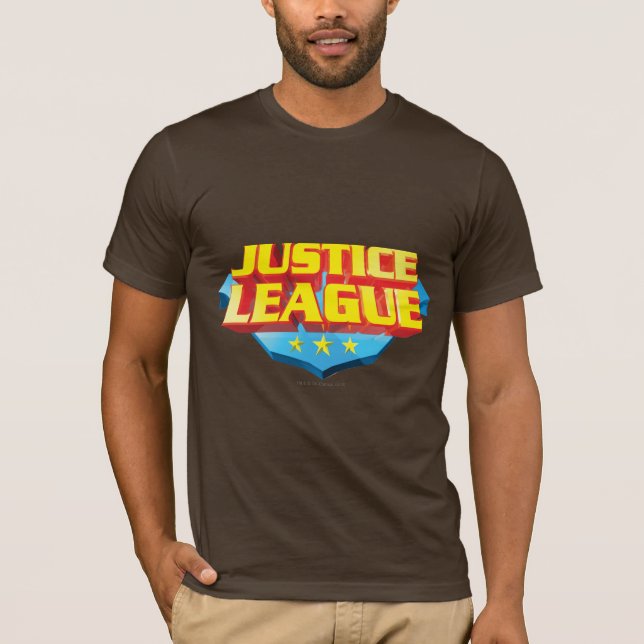 Justice League Name and Shield Logo T-Shirt (Front)