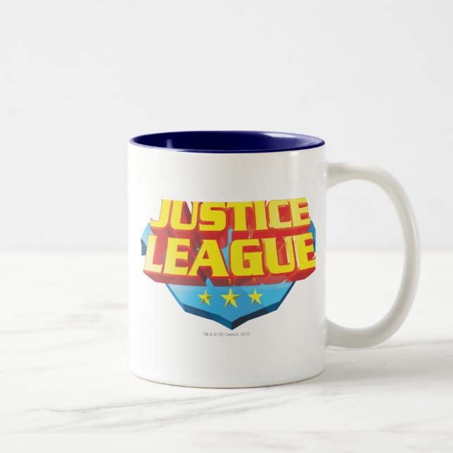 Justice League Name and Shield Logo Two-Tone Coffee Mug (Right)