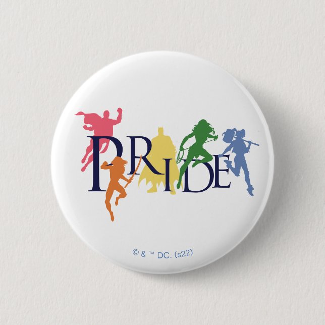 Justice League Pride Character Silhouettes 6 Cm Round Badge (Front)