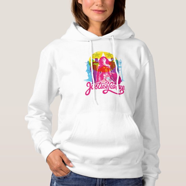 Justice League | Retro Group & Logo Pop Art Hoodie (Front)