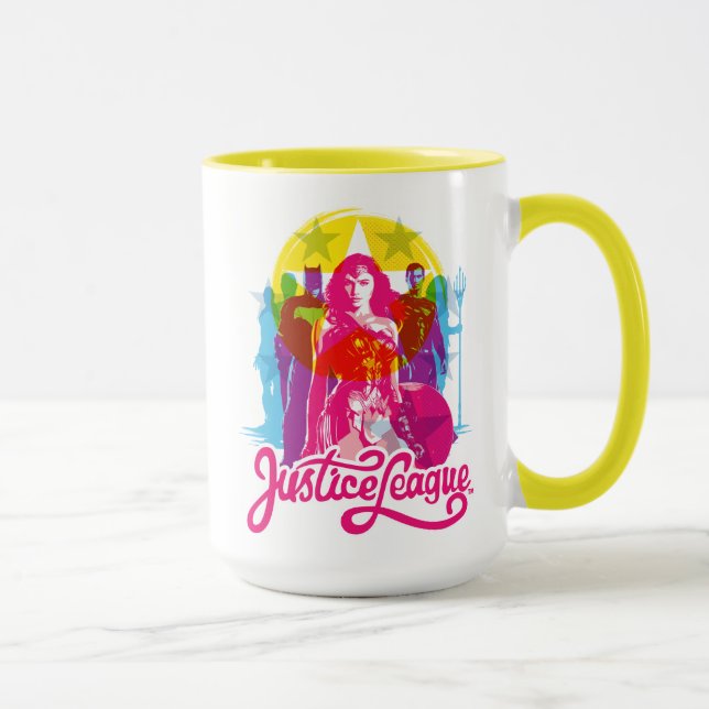 Justice League | Retro Group & Logo Pop Art Mug (Right)